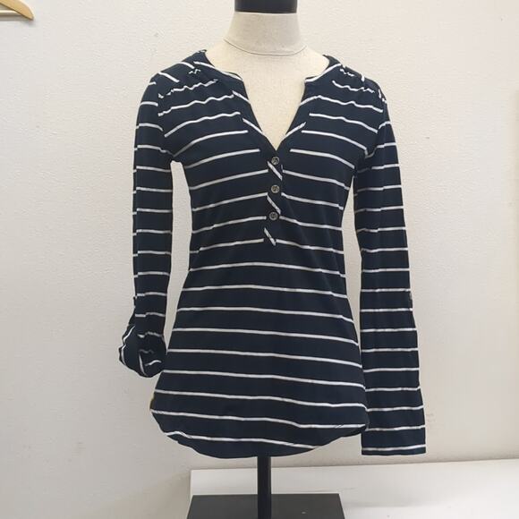 Lole black and white stripped quarter button top size S - Picture 1 of 6